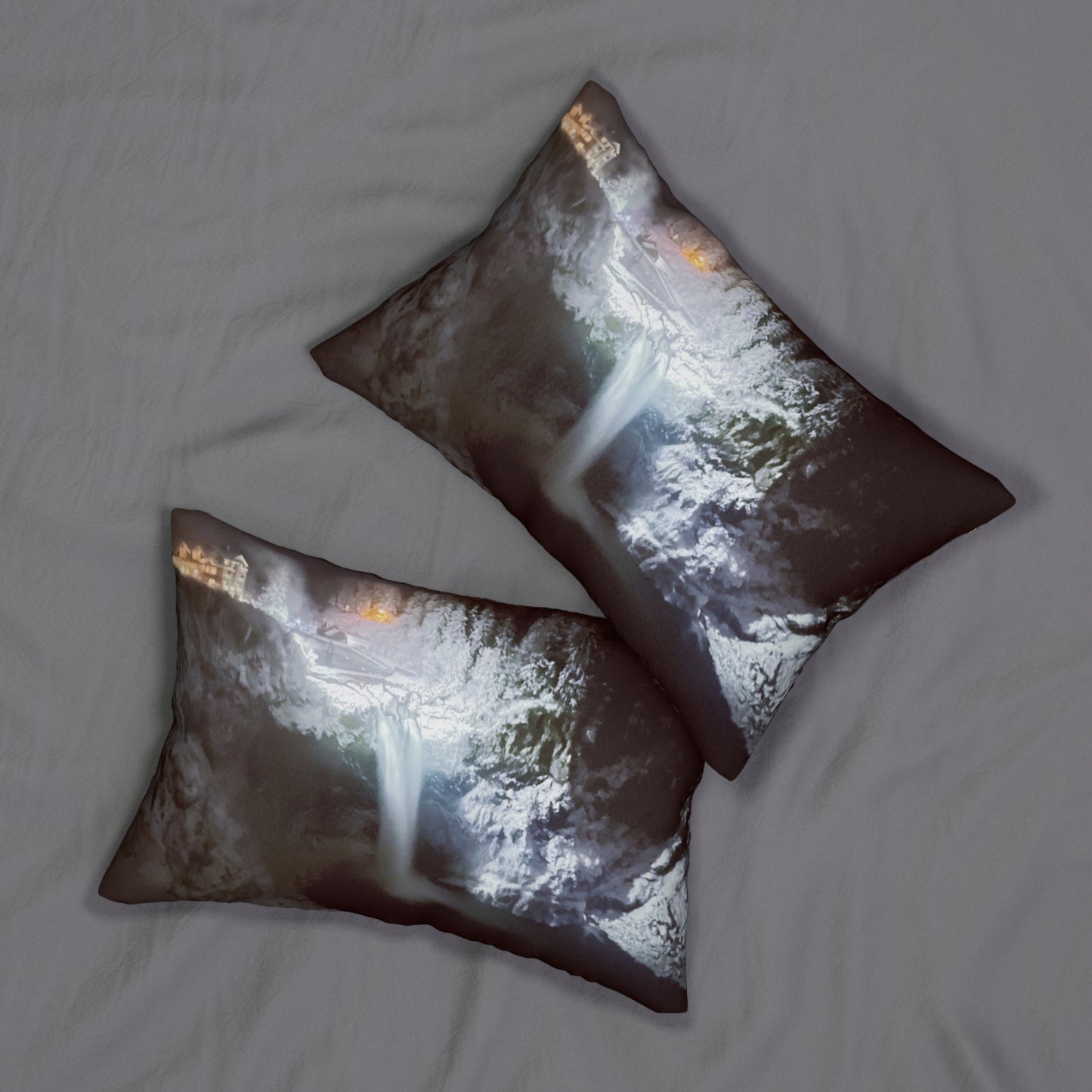 A Wintery Snoqualmie Falls Pillow