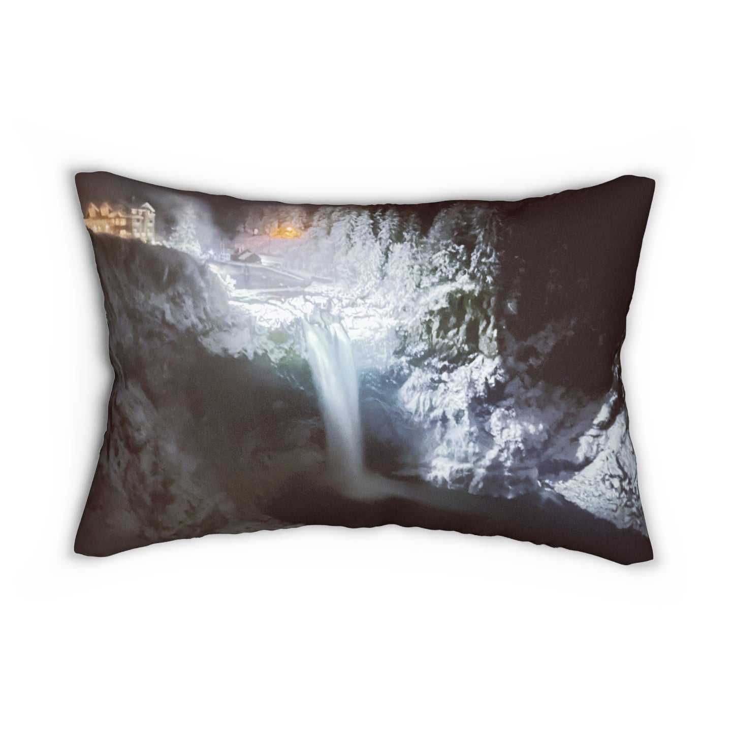 A Wintery Snoqualmie Falls Pillow