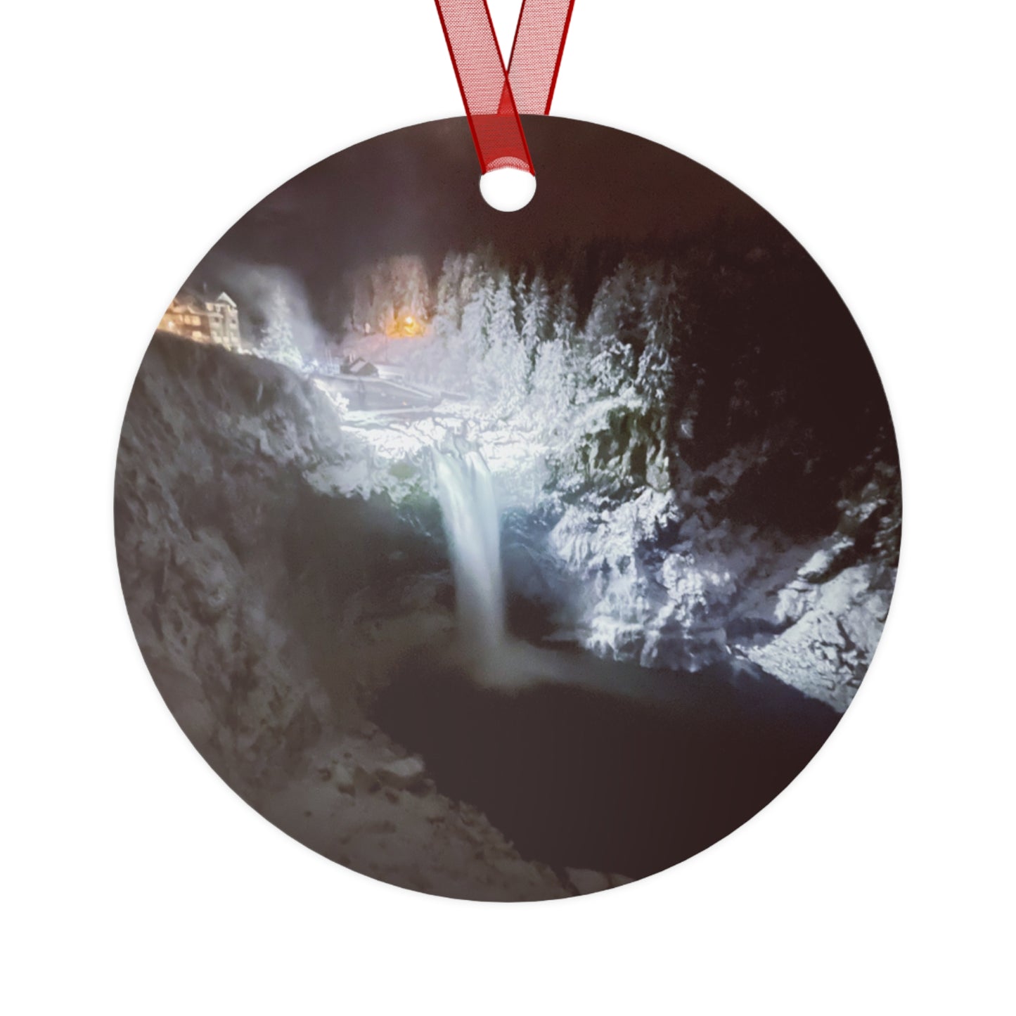 A Wintery Snoqualmie Falls Tree Ornament