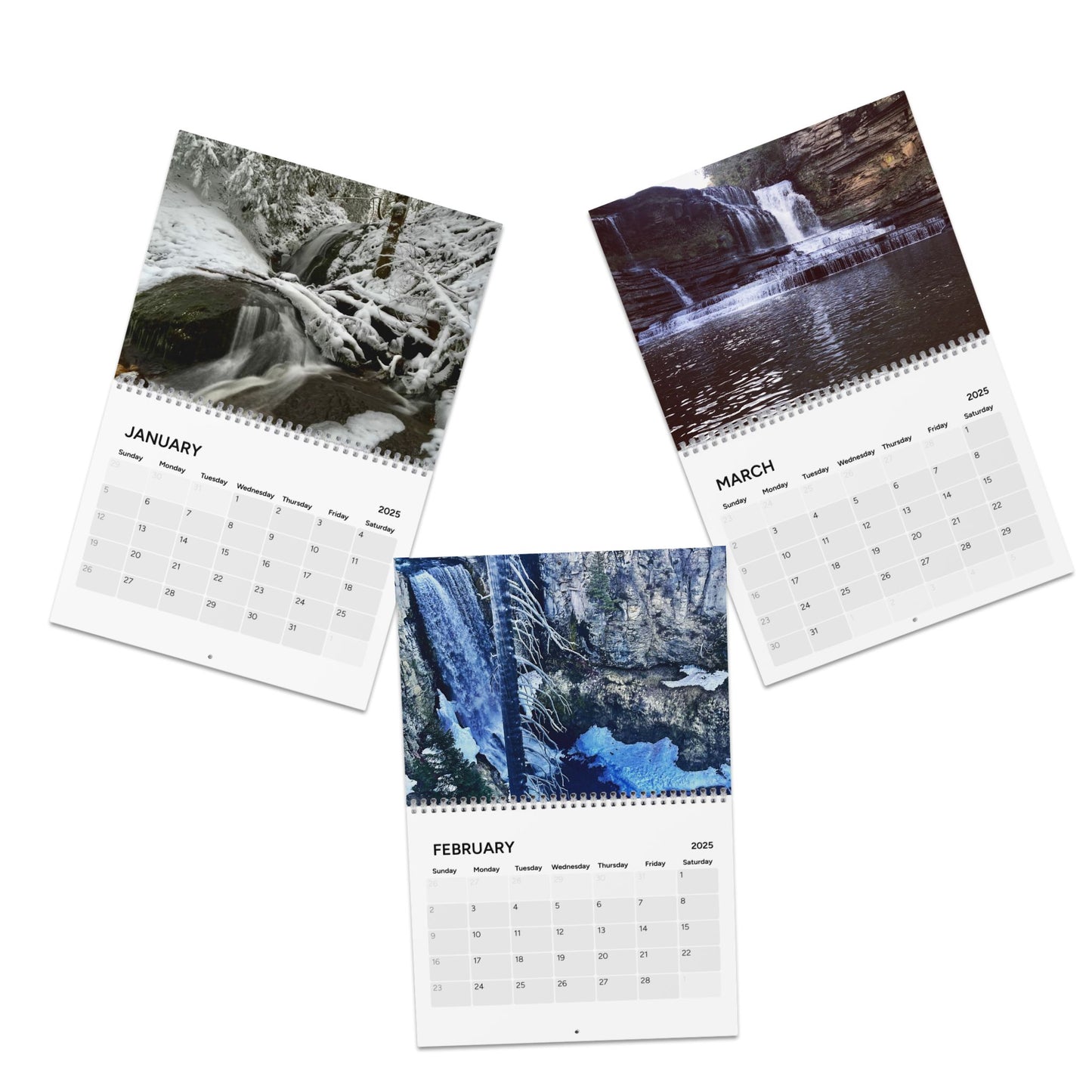 2025 Nature-Inspired Wall Calendar - Scenic Waterfalls