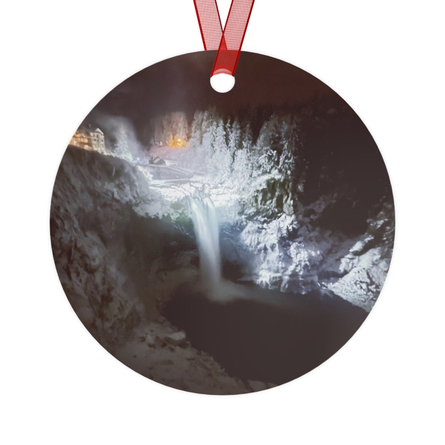 A Wintery Snoqualmie Falls Tree Ornament